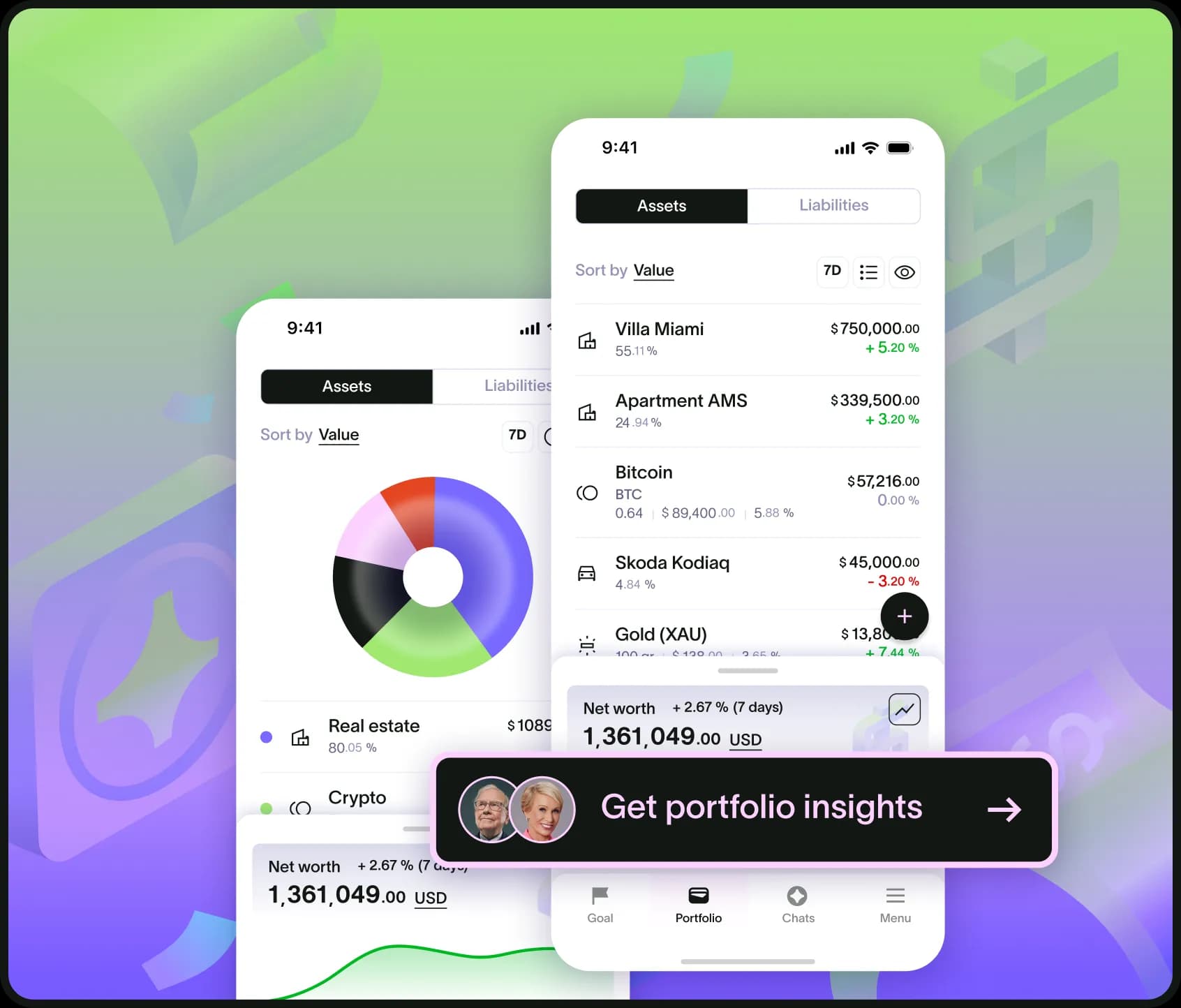 Richify portfolio and assets view