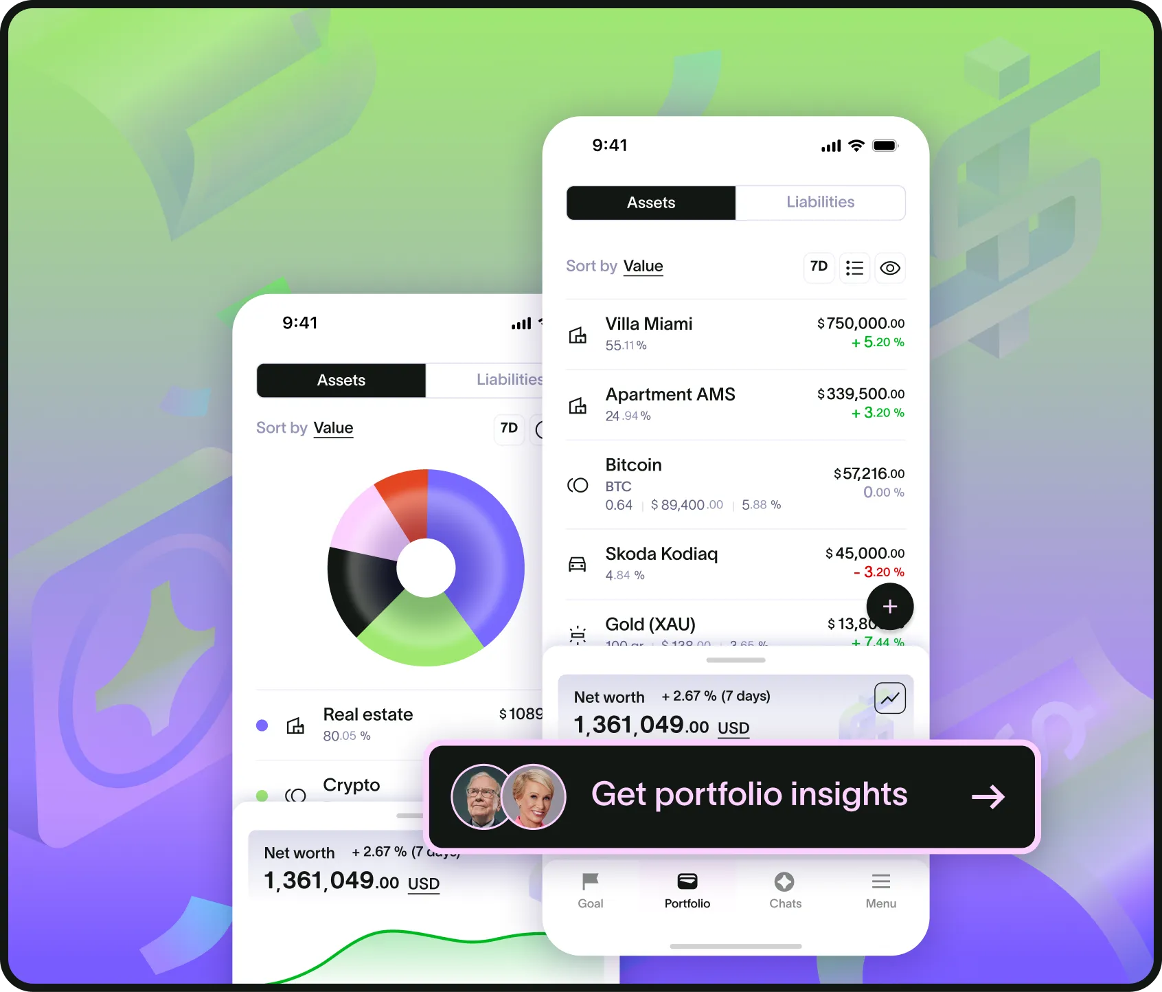 Richify portfolio and assets view